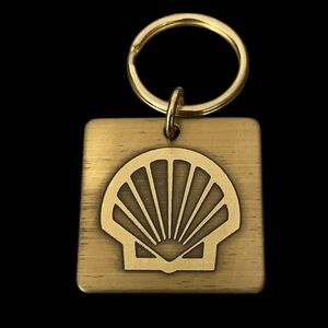 Vintage Shell Oil Logo Brass Gold Tone Collectible Keychain Key Holder